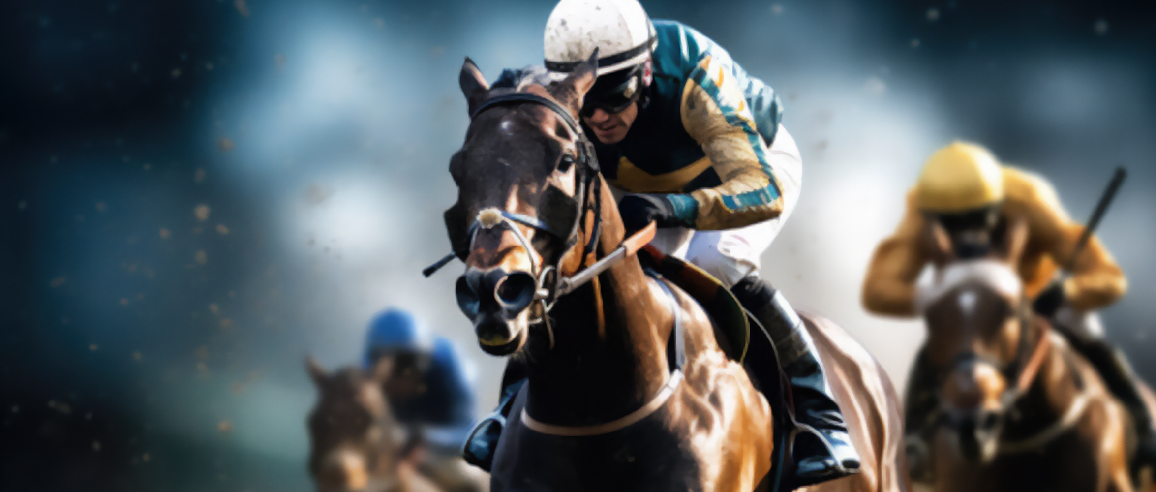 Racehorses entering the final stretch